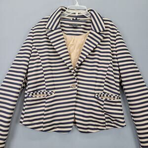 Paper Tee Brown Striped Jacket Women Size XL Lined Casual Long Sleeve Button Top